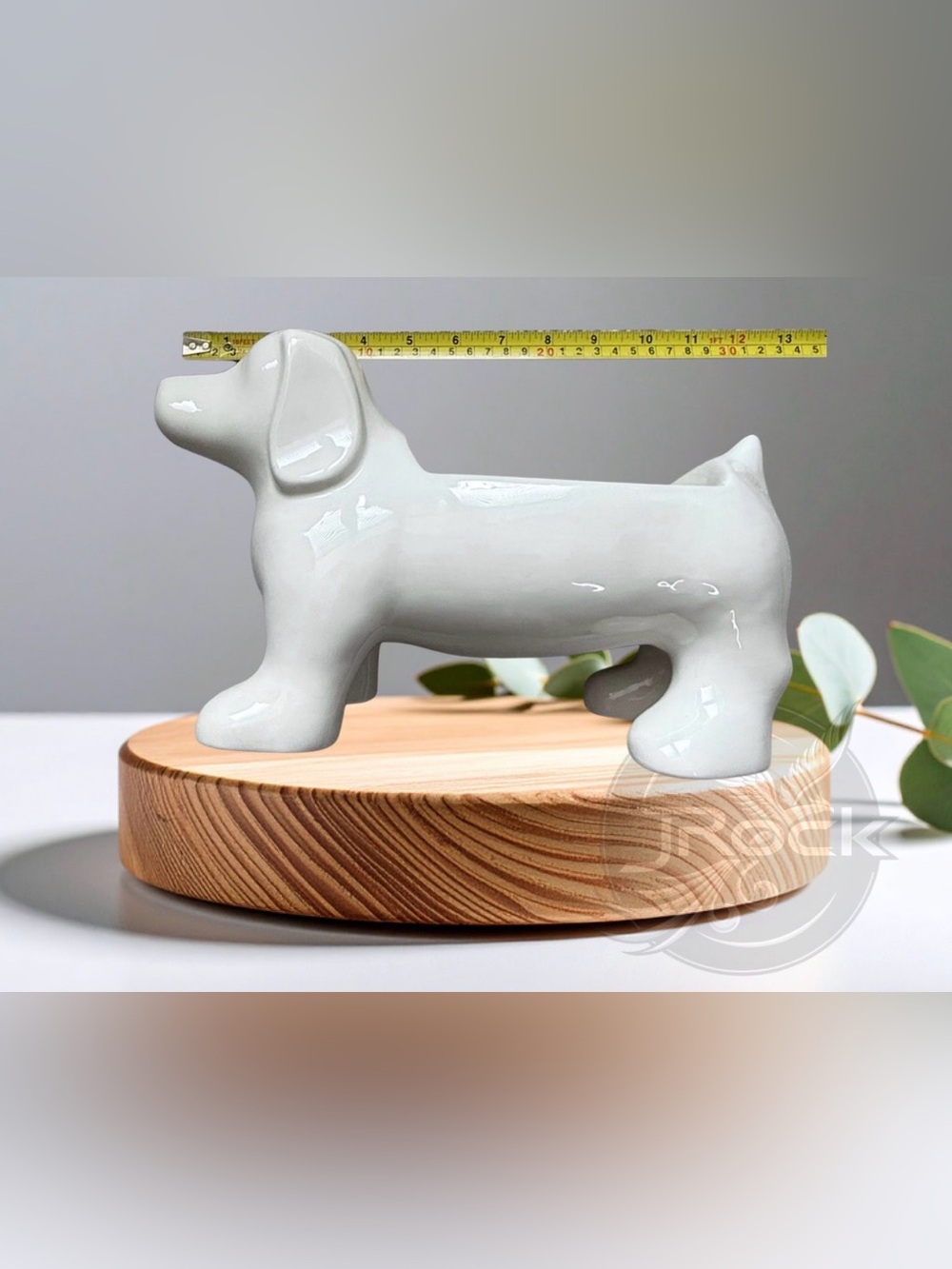 Puppy Dog dish with lid. White Ceramic Dachshund 13” x 4” - Picture 2 of 6